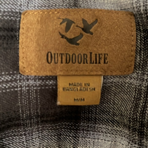 Unisex Outdoor Life Blue/Gray Flannel Long Sleeve Button down shirt - Picture 5 of 7